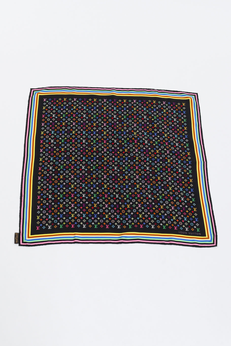 Rainbow Logo Scarf by Louis Vuitton laid flat @recessla