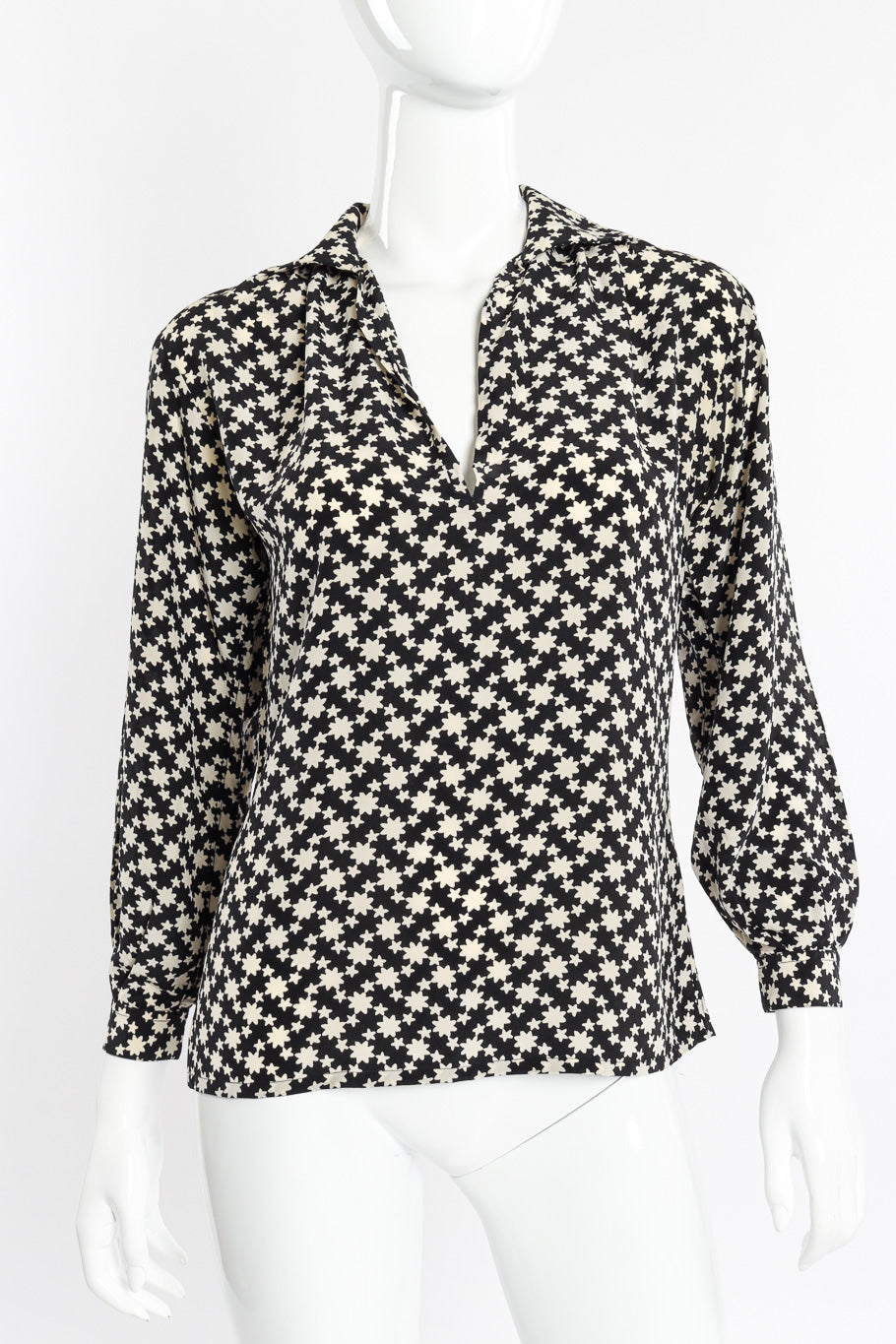 Star print blouse by Yves Saint Laurent on mannequin neck untied @recessla