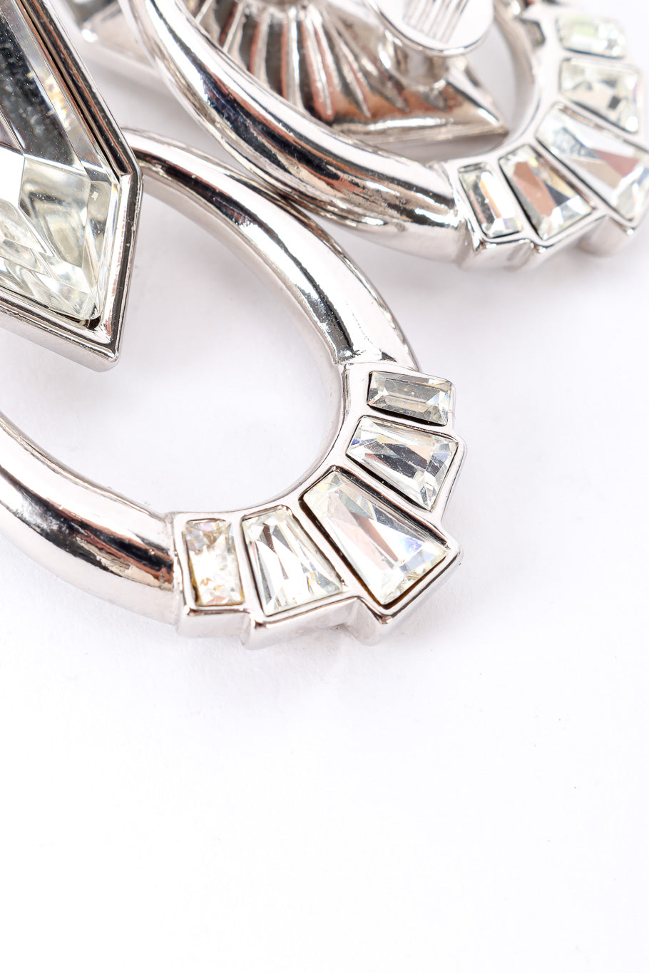 Vintage Yves Saint Laurent Crystal Rhinestone Drop Earrings graduated rhinestones closeup @Recessla