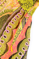 Vintage Zandra Rhodes Graphic Bell Sleeve Blouse side zipper unzipped @recess la