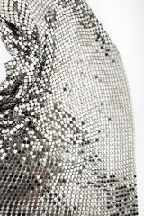 Vintage Julie Rubano Pewter Metal Mesh Bib Necklace closeup @recess la