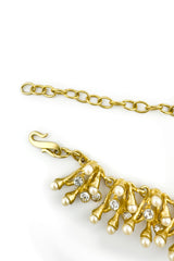 Vintage Rhinestone & Pearl Coral Necklace hook clasp @recess la