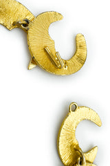 Vintage Les Bernard Textured Crescent Moon Collar Necklace clasp @recess la