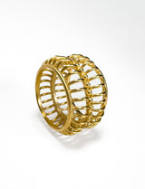 Vintage Ribbed Double Cage Bangle 3/4 side view @recess la