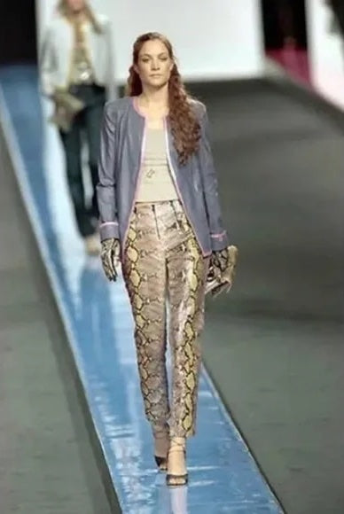 Python zip front pants by Chanel on model at SS 2000 runway  @recessla