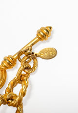 Vintage Mish Lion & Pearl Disc Dangle Collar Necklace signature @recess la