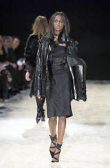 tie pumps by Gucci on model on 2002 runway