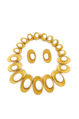 Vintage Les Bernard Textured Oval Cabochon Necklace & Earring Set @recess la