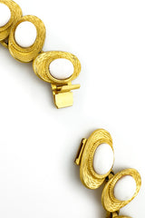 Vintage Les Bernard Textured Oval Cabochon Necklace & Earring Set necklace clasp @recess la