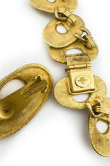 Vintage Les Bernard Textured Oval Cabochon Necklace & Earring Set