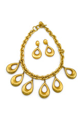 Vintage Anne Klein Teardrop Dangle Necklace & Earrings Set front @recess la