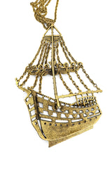 Vintage Ship Pendant Necklace back tarnish @recess la