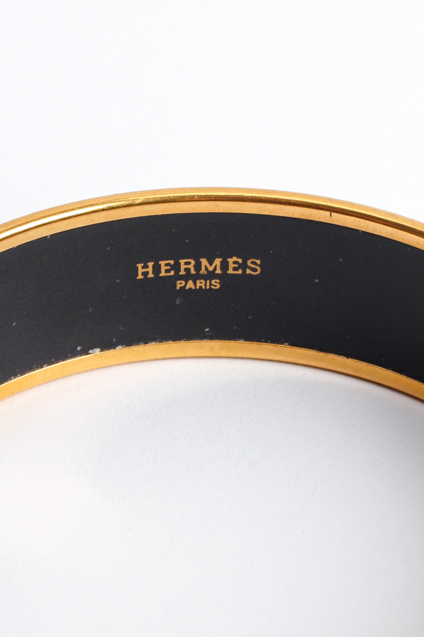 Vintage Hermés Horse Carriage Wide Enamel Bracelet signed @ Recess LA