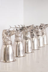 Vintage Gucci 6 Silver Hunting Animal Stirrup Cups & Tray Set at Recess Home Los Angeles