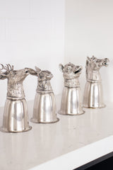 Vintage Gucci 6 Silver Hunting Animal Stirrup Cups & Tray Set at Recess Home Los Angeles