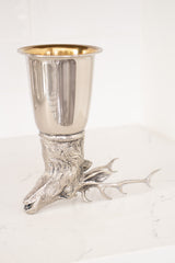 Vintage Gucci 6 Silver Hunting Animal Stirrup Cups & Tray Set stag at Recess Home Los Angeles