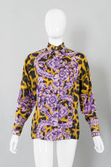 Gianni Versace Cheetah Flourish Print Blouse