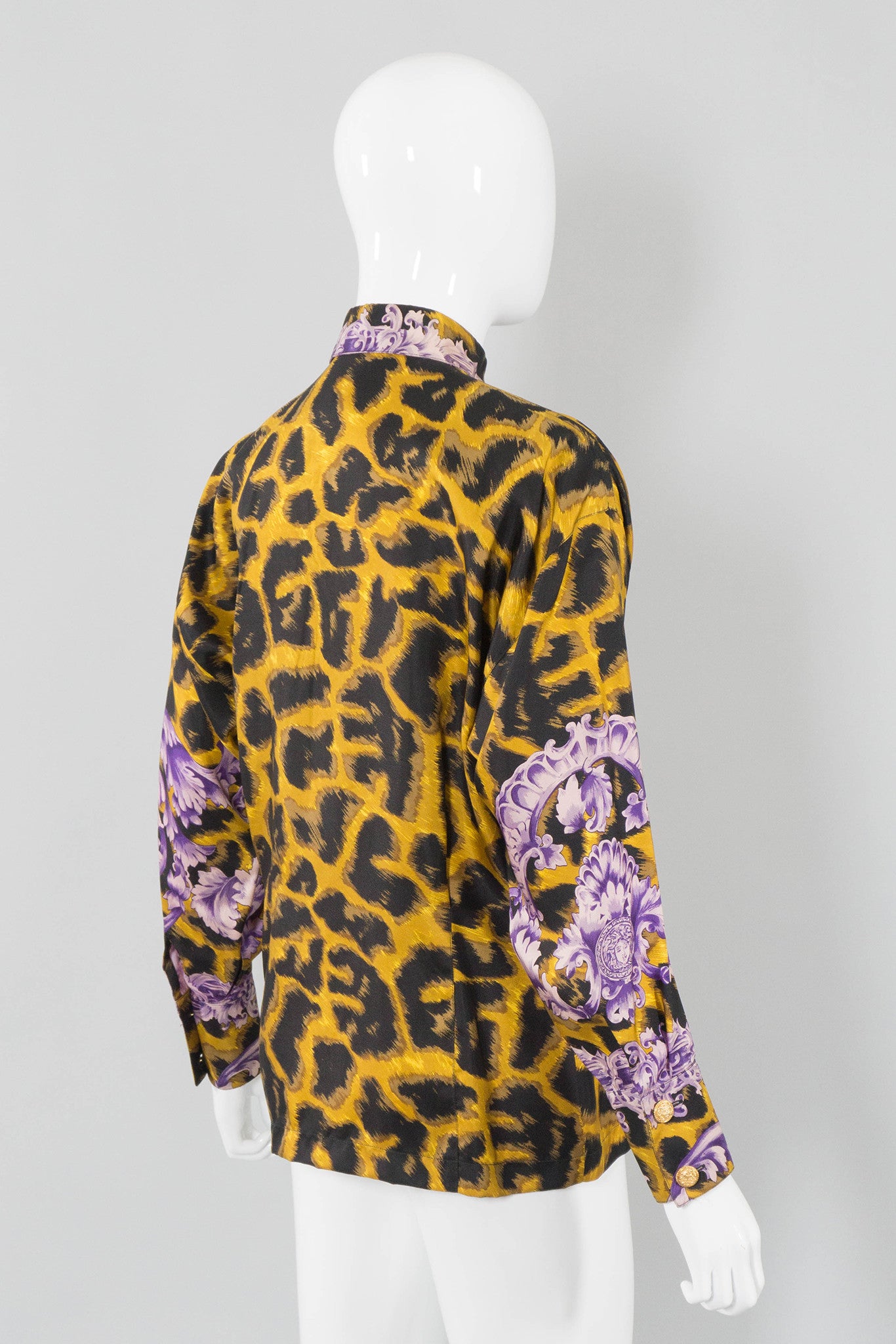 Gianni Versace Cheetah Flourish Print Blouse Side Back