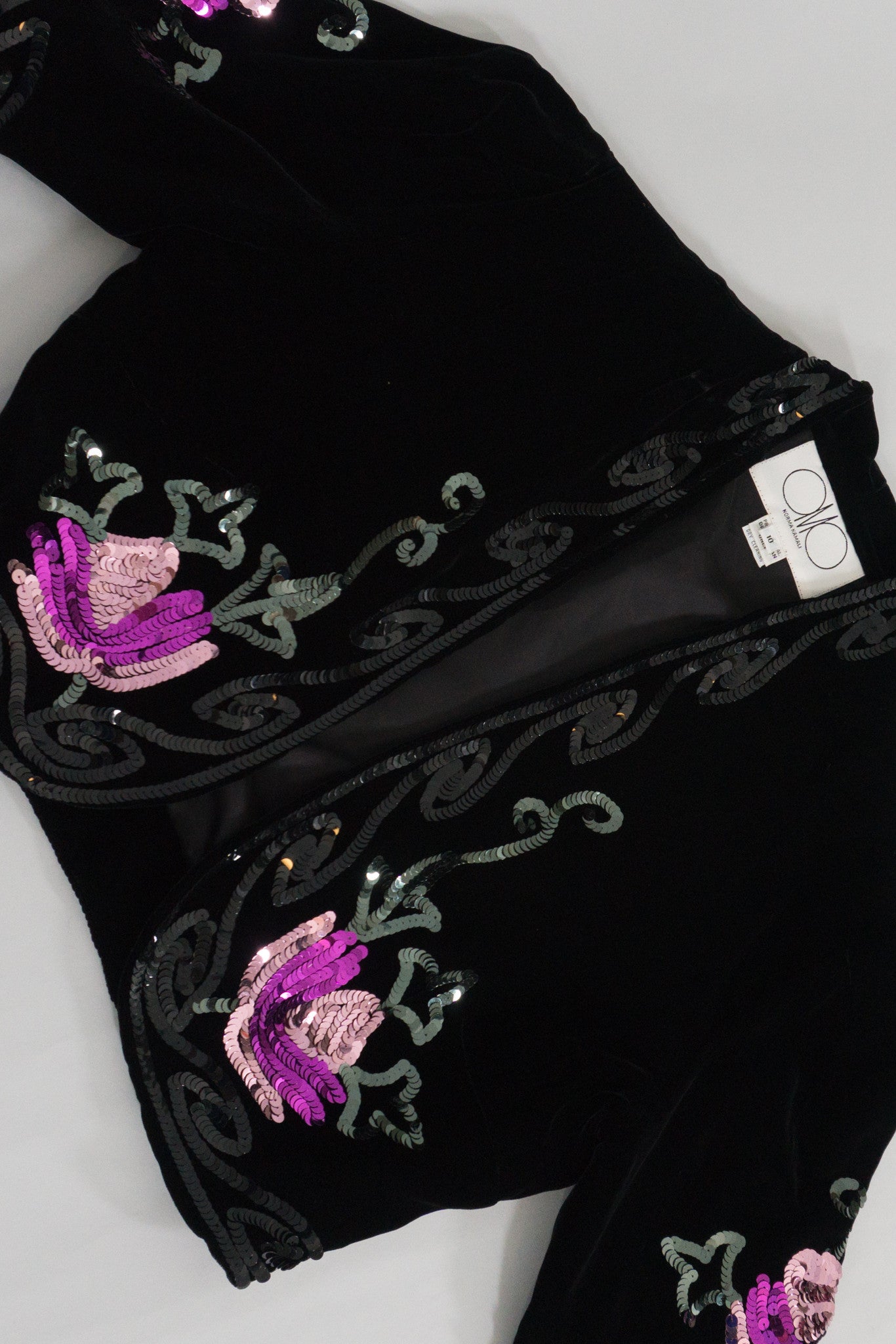 OMO Norma Kamali Vintage Velvet Sequined Bolero Crop Jacket