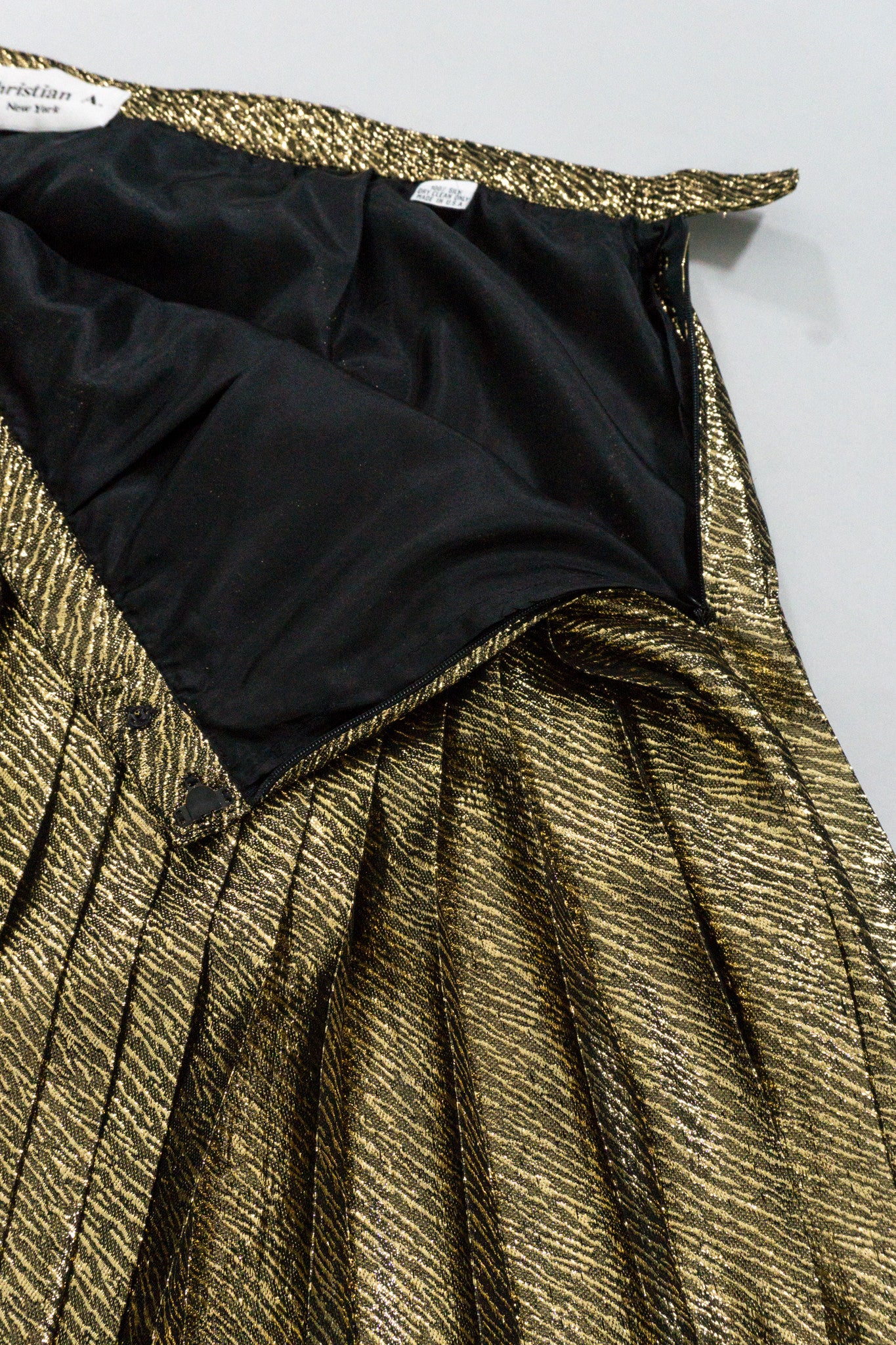 Christian A. Metallic Gold Lamé Blouse & Skirt Set