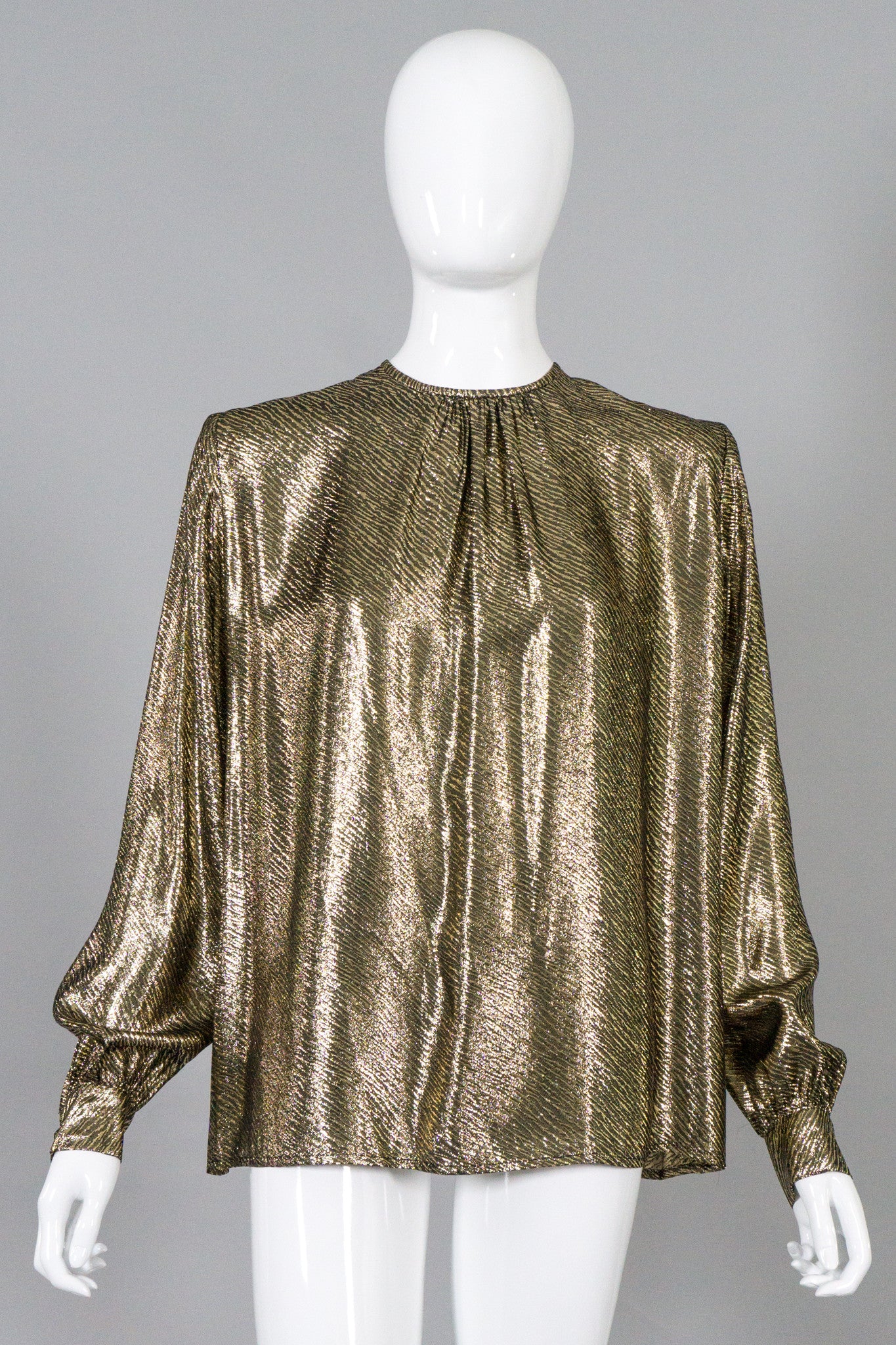Christian A. Metallic Gold Lamé Blouse & Skirt Set