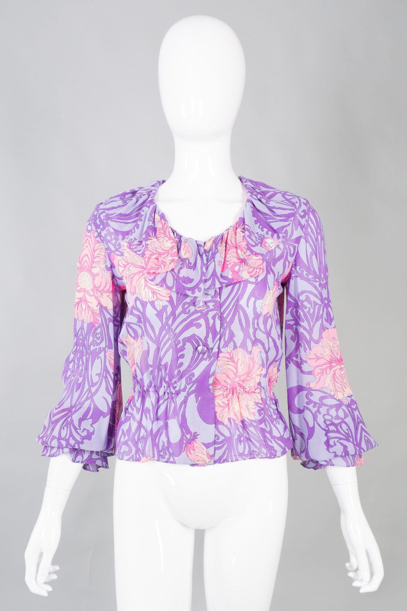 Pucci Silk Chiffon Floral Blouse & Skirt Set