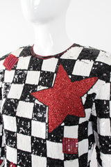 Escada by Ella Singh Checkerboard Comic Explosion Sequin Cocktail Dress