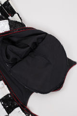 Escada by Ella Singh Checkerboard Comic Explosion Sequin Cocktail Dress