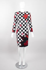 Escada by Ella Singh Checkerboard Comic Explosion Sequin Cocktail Dress