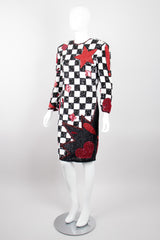 Escada by Ella Singh Checkerboard Comic Explosion Sequin Cocktail Dress