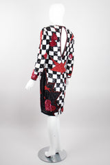 Escada by Ella Singh Checkerboard Comic Explosion Sequin Cocktail Dress