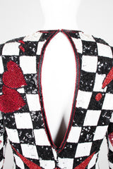 Escada by Ella Singh Checkerboard Comic Explosion Sequin Cocktail Dress