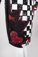 Escada by Ella Singh Checkerboard Comic Explosion Sequin Cocktail Dress