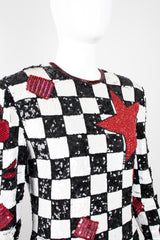 Escada by Ella Singh Checkerboard Comic Explosion Sequin Cocktail Dress