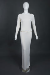 Tom Ford Gucci Rare Iconic Minimalist 1996 White Jersey Bateau Gown with Belt Wedding