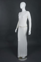 Tom Ford Gucci Rare Iconic Minimalist 1996 White Jersey Bateau Gown with Belt