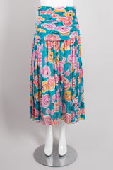 Miss O Oscar de la Renta Cotton Batiste Sheer Gathered Tropical Rose Skirt