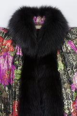 Rety Vintage Quilted Floral Lamé Fur Trim Jacket