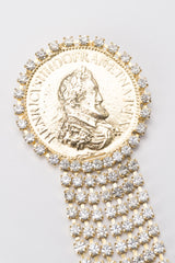 Vintage French Franc Rhinestone Fringe Coin Brooch Pin