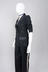 Adolfo Rhinestone Button Wide Leg Tuxedo Pant