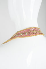 Mary McFadden Beaded Halter Pleated Column Dress