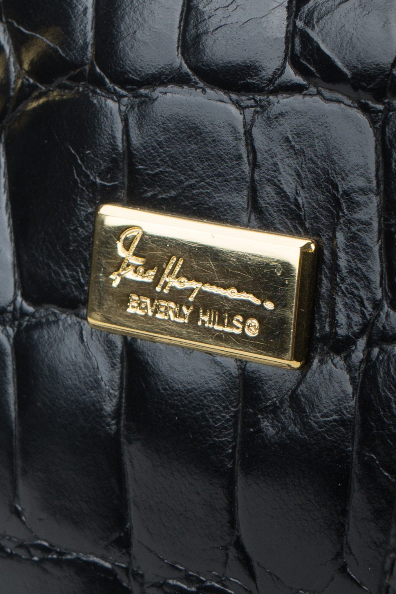Fred Hayman Croc Embossed Leather Satchel Handbag