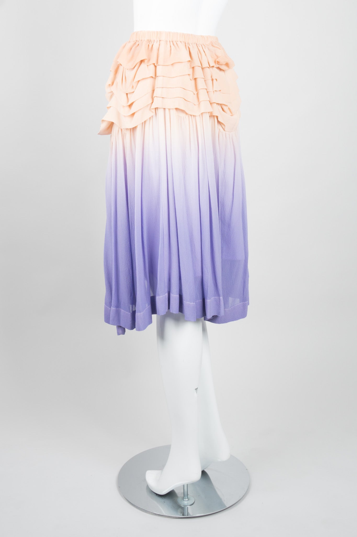 Limi Feu Yohji Yamamoto Ombré Silk Chiffon Ruffle Skirt