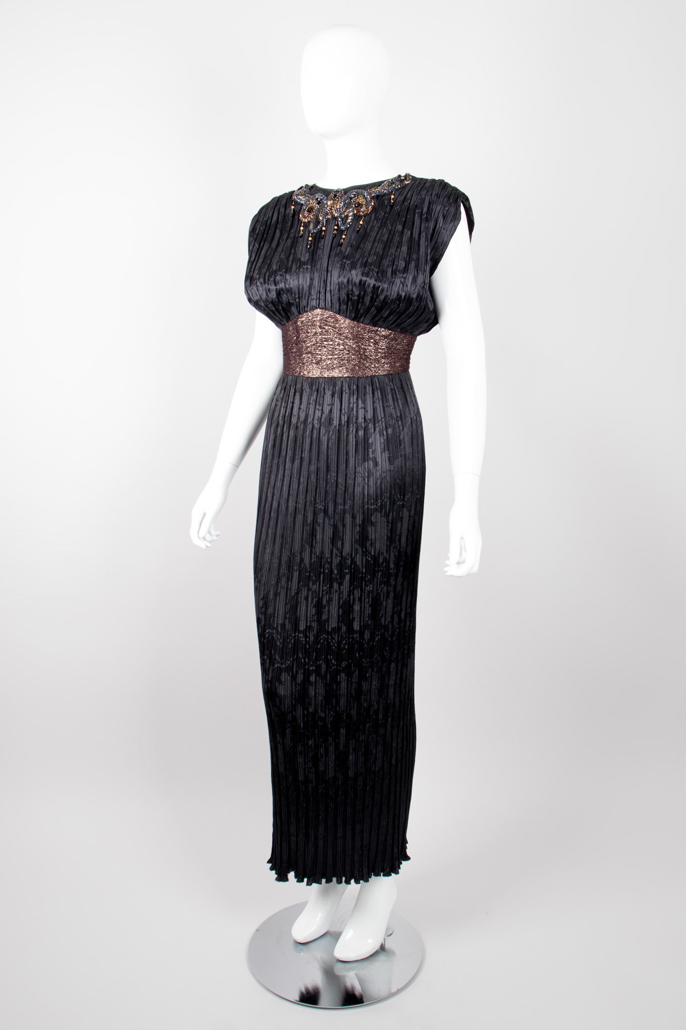 Michael Casey Pleated Art Deco Titanic Gatsby Column Dress