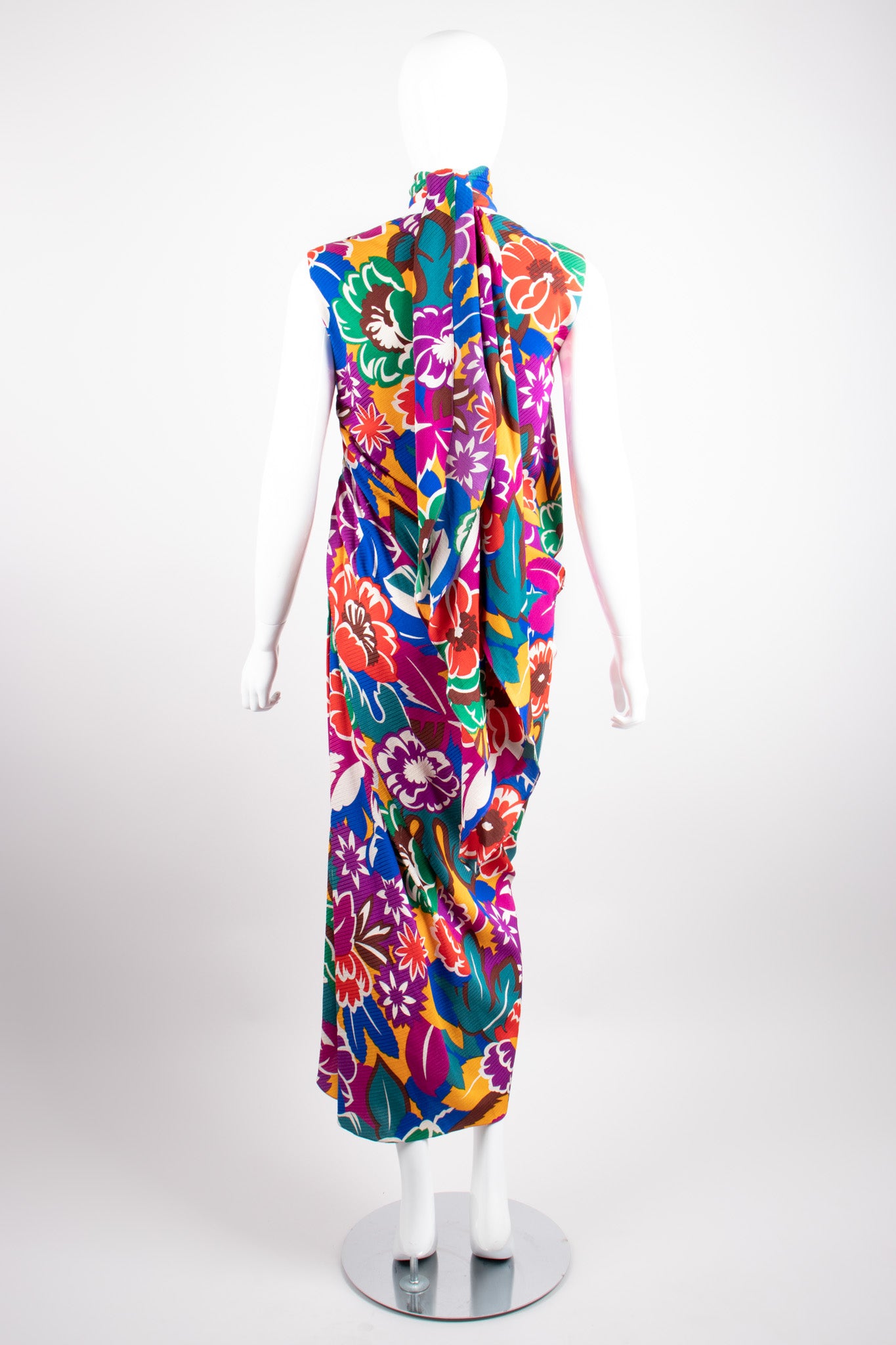 Oscar de la Renta Tropical Floral Print Silk Bias Dress