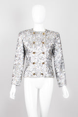 Victor Costa Wavy Embellished Double Breasted Band Jacket