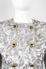 Victor Costa Wavy Embellished Double Breasted Band Jacket