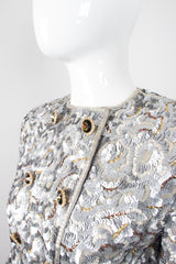 Victor Costa Wavy Embellished Double Breasted Band Jacket