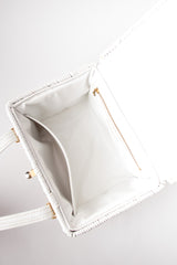 Walborg Vintage White Wicker Basket Box Bag