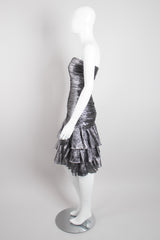 Lilian Fell Pour Pronostic Ruched Metallic Lamé Disco Flounce Dress